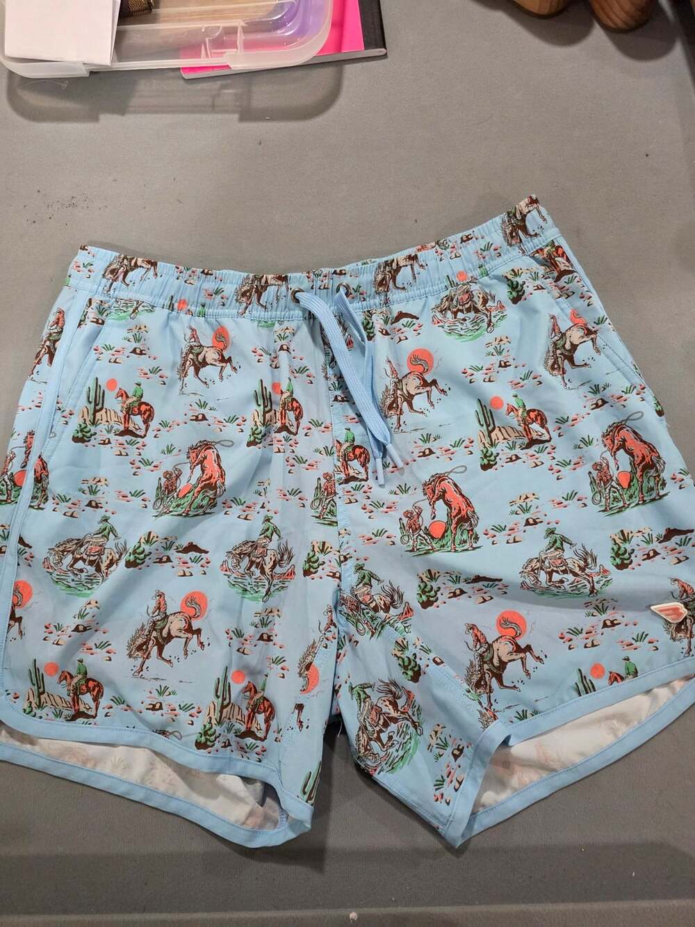 Burlebo Cowboy Up Swim Trunks Light Blue